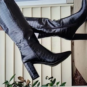 NWT A NEW DAY TARGET BLACK Knee High  FAUX CROC BOOTS sz 8